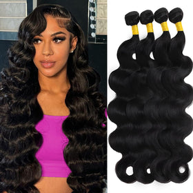 Brbeawor 16-inch Brazilian body wave bundles in natural color for voluminous daily wear.