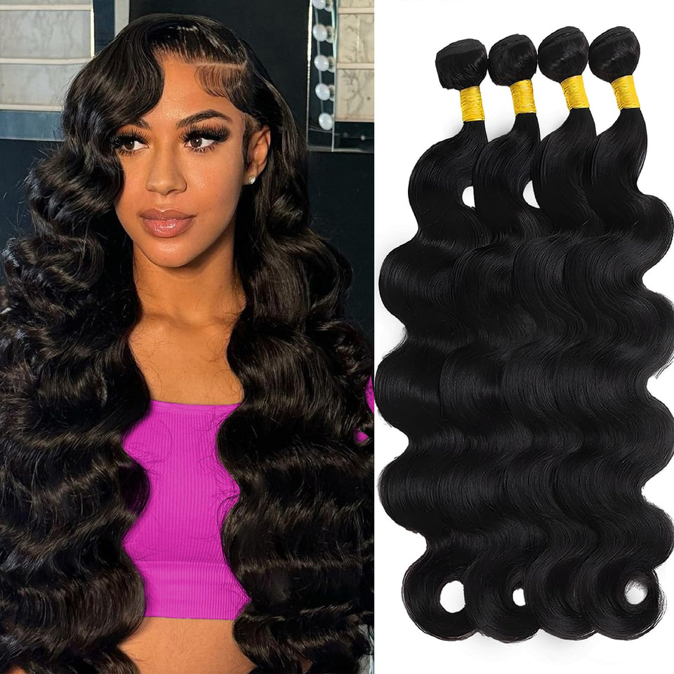 Brbeawor 16-inch Brazilian body wave bundles in natural color for voluminous daily wear.