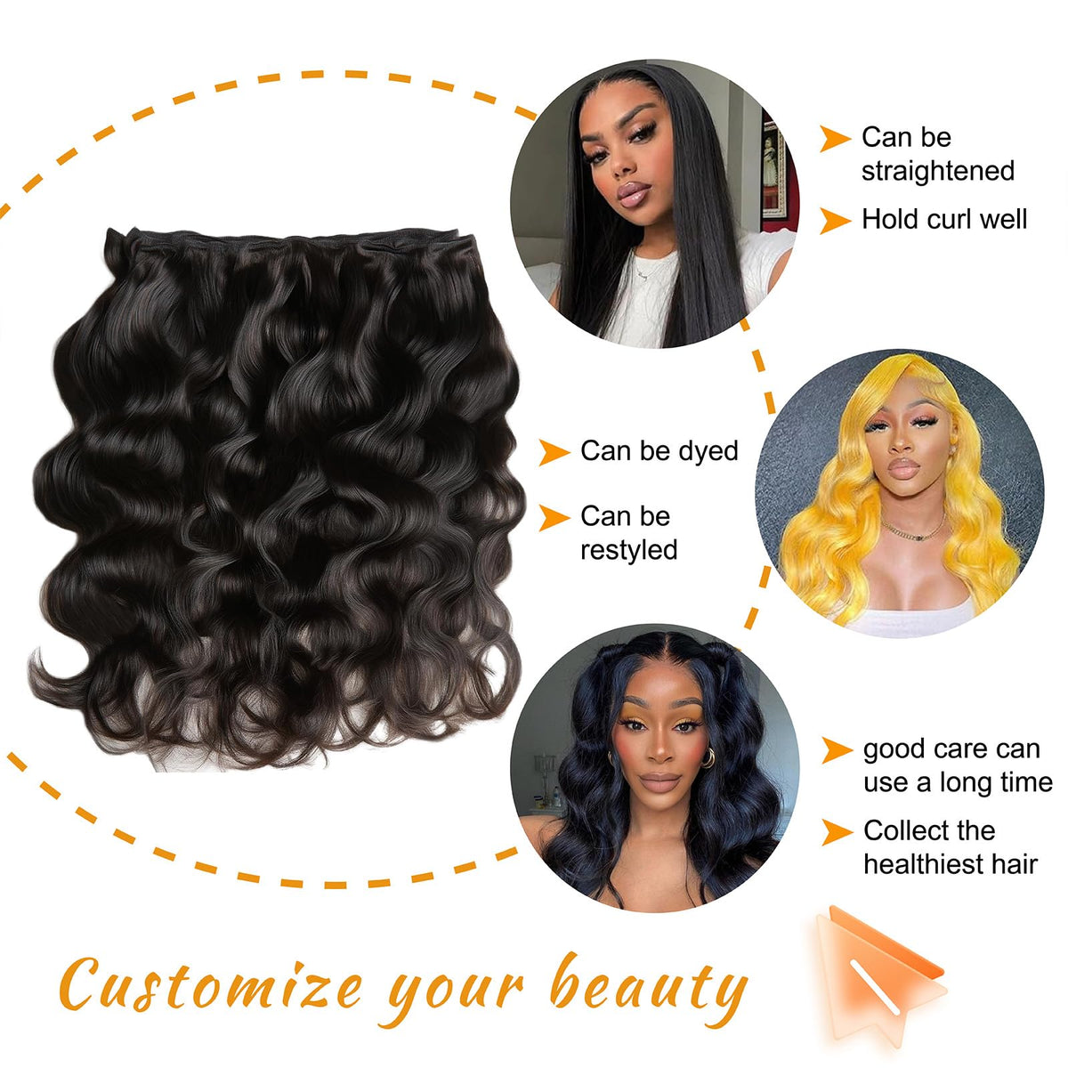 Brbeawor 18-inch natural color bundles provide smooth texture for everyday styling.