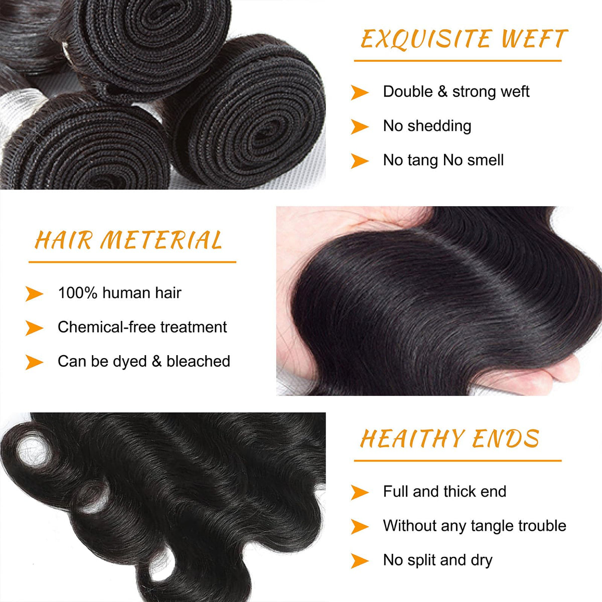 Brbeawor 18-22 inch bundles image demonstrates true length, natural color, and fullness.