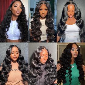 Brbeawor three bundles arranged on head showing full, bouncy density