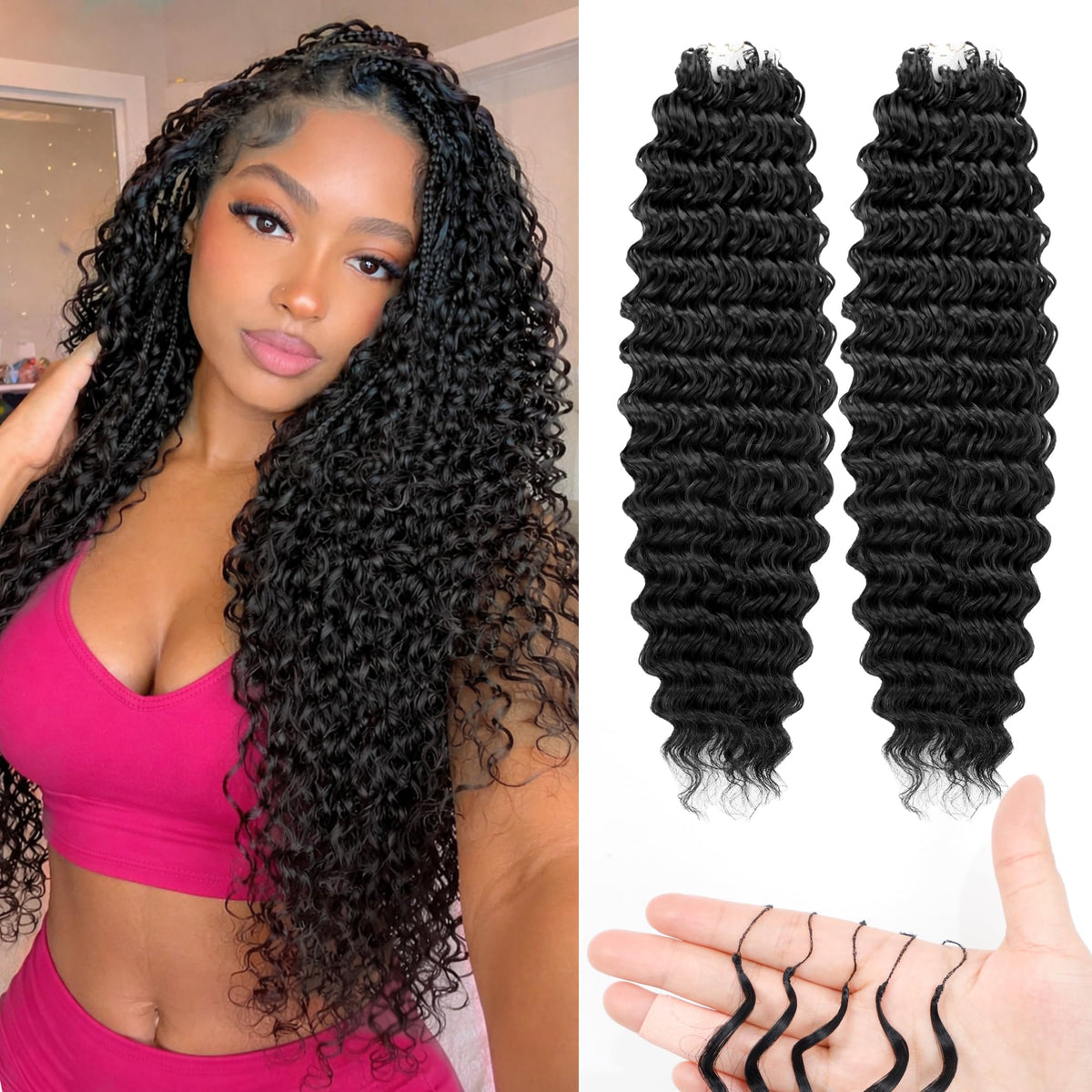 BRDLOCK feather crochet hair 18in deep wave texture for natural fullness