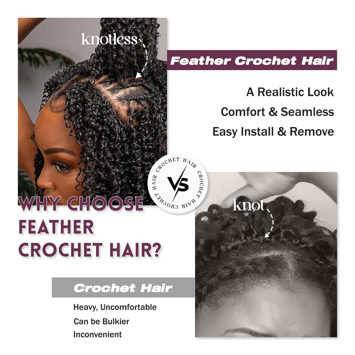 BRDLOCK invisible finish crochet braids blend seamlessly with scalp