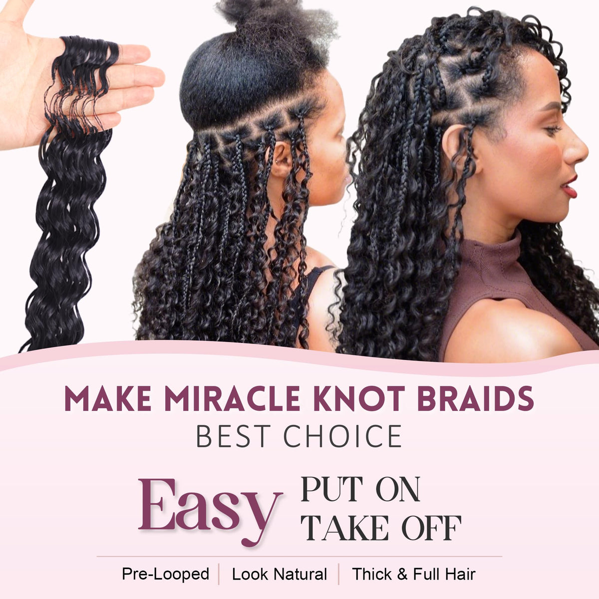 BRDLOCK knotless lightweight design reduces scalp tension for daily wear