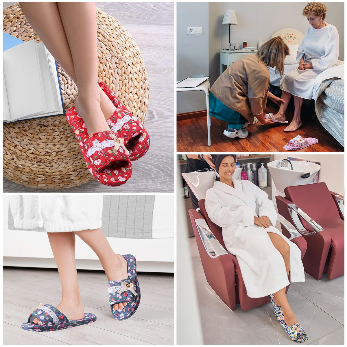 Breathffy guest slippers floral pack, great for spare pairs and hotel rooms.