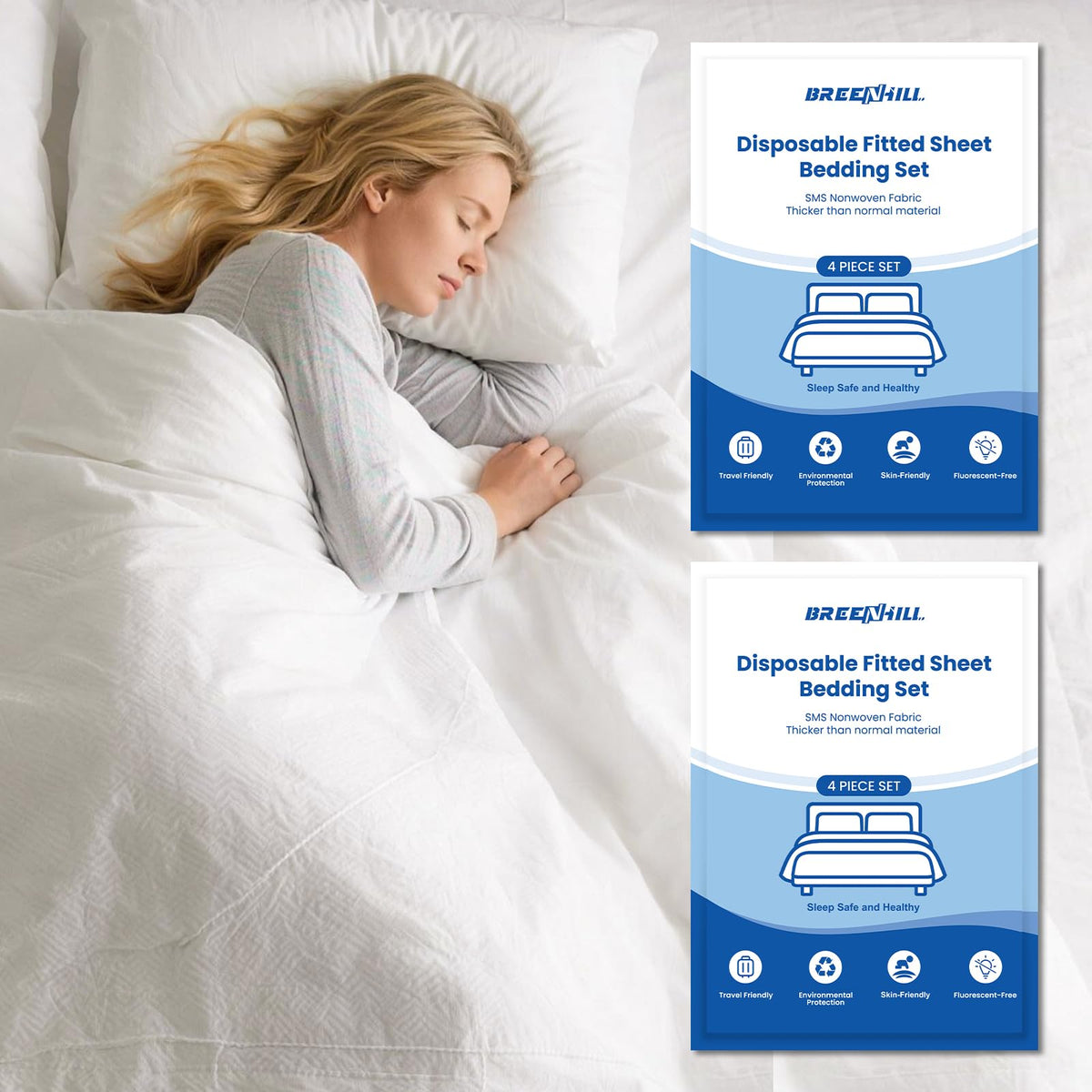 BREENHILL disposable bed sheets king set for hotel like cleanliness and comfort
