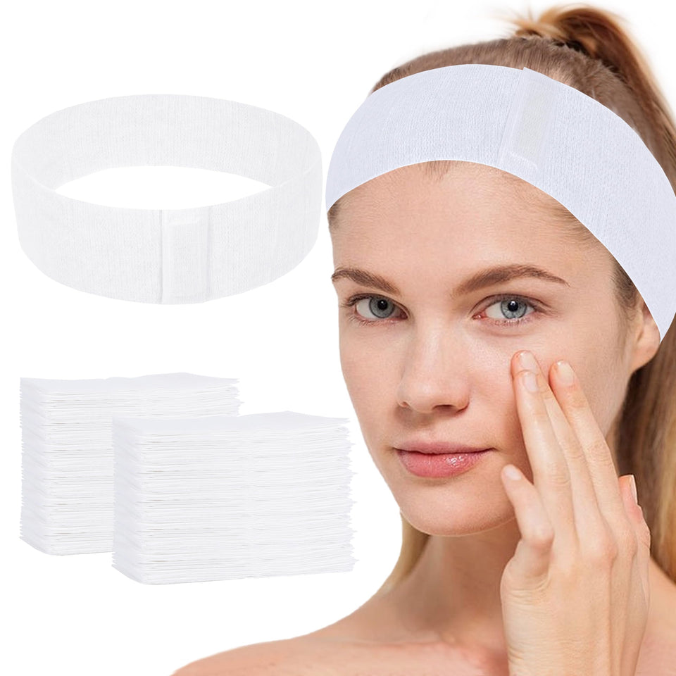 BREENHILL disposable spa headbands 150-count pack, soft and breathable for facial sessions.