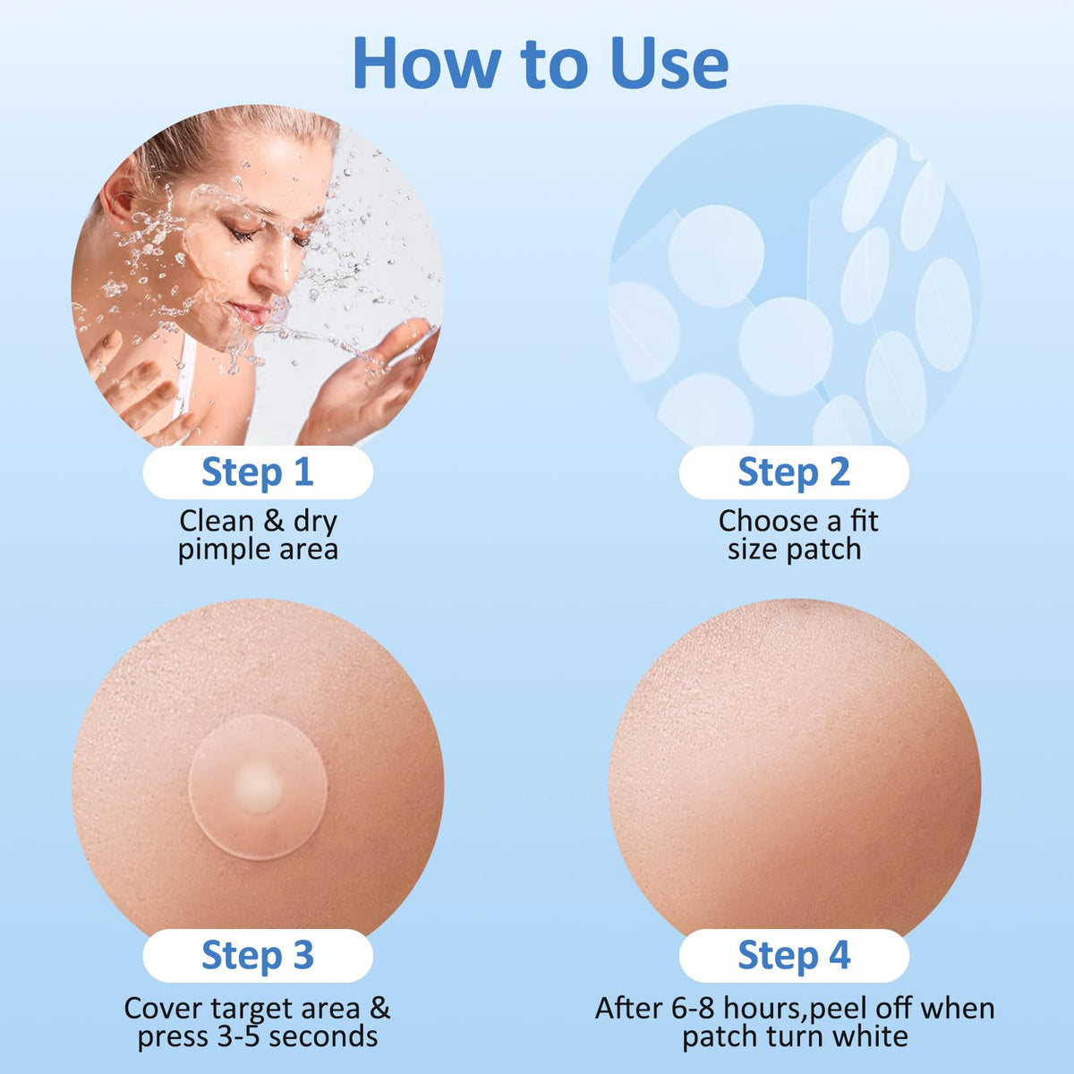 Breiboz hydrocolloid patches suitable for all skin types.