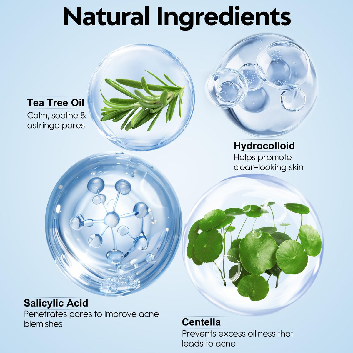 Tea tree oil patches calm irritation and tighten pores.