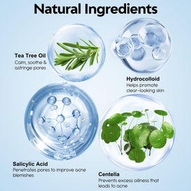 Tea tree oil patches calm irritation and tighten pores.