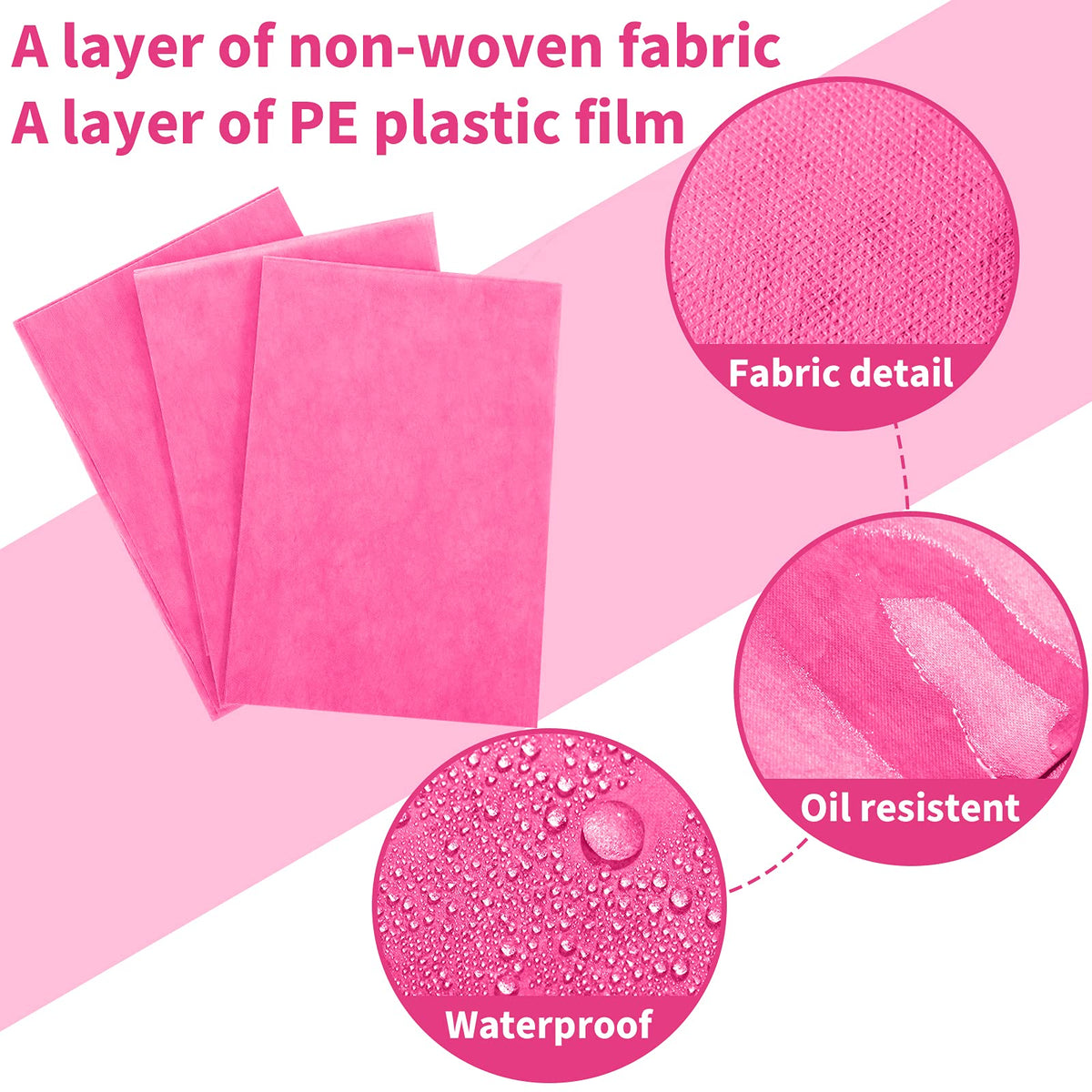 Breling pink sheet bottom shows PE film for oil-proof protection.