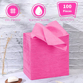 Breling pink bed sheet rolled for easy storage and disposal.