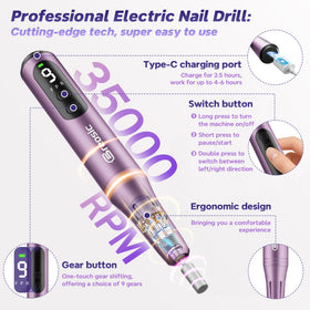 Breosic 12-in-1 kit in purple case for filing, polishing, and shaping nails