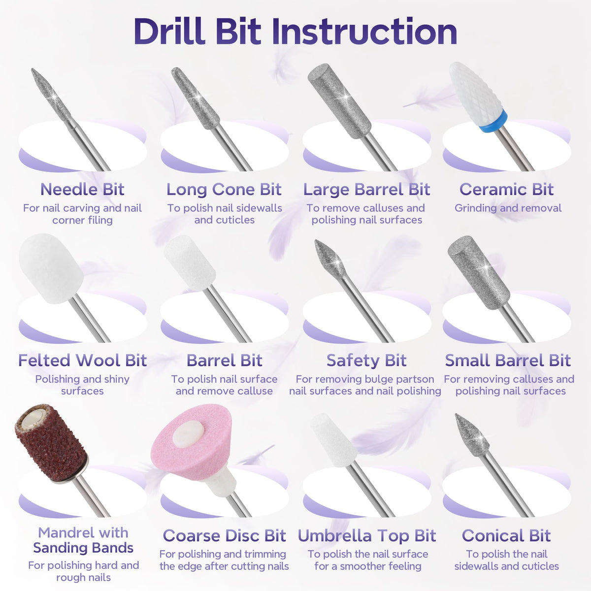 Breosic nail drill with 9 speeds and forward/reverse for versatile use