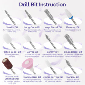 Breosic nail drill with 9 speeds and forward/reverse for versatile use