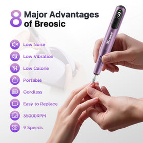 Breosic nail drill LED display for easy speed and battery readout