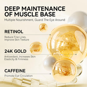 BREYLEE 24K Gold Eye Masks with hyaluronic acid texture on skin for nourishment.