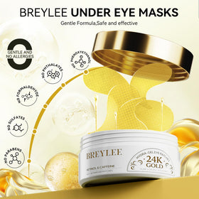 BREYLEE 24K Gold Eye Masks packaging is gift-ready luxury.