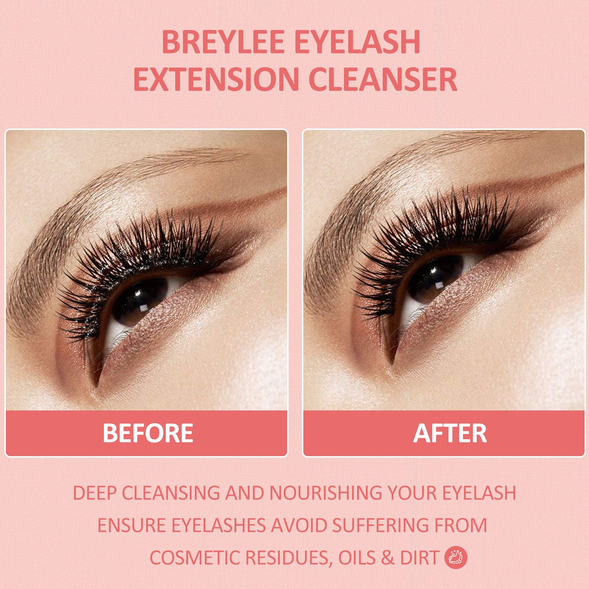 BREYLEE eyelash-extension shampoo with included brush for easy home care