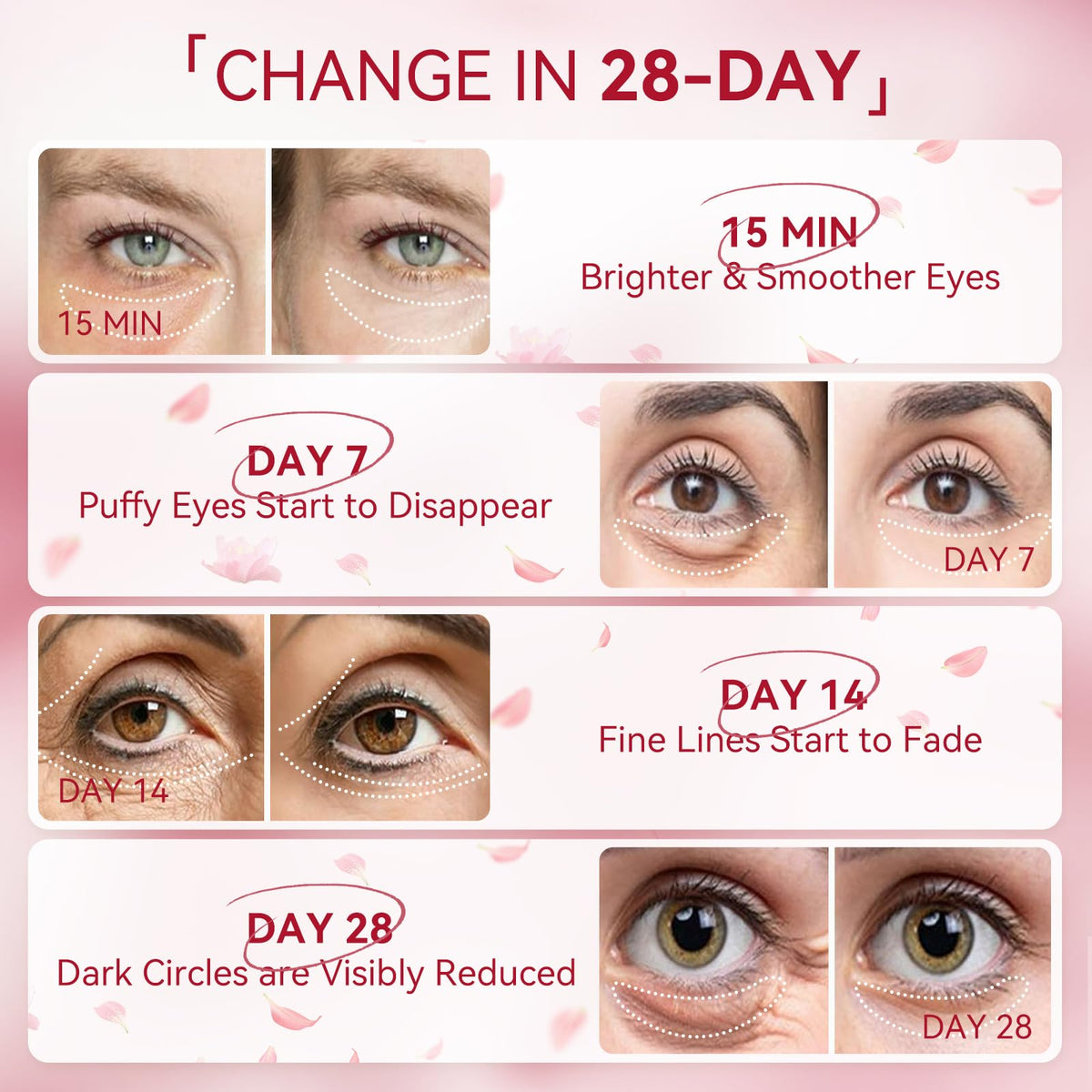 BREYLEE Rose Eye Patches after makeup, soothing and setting look.