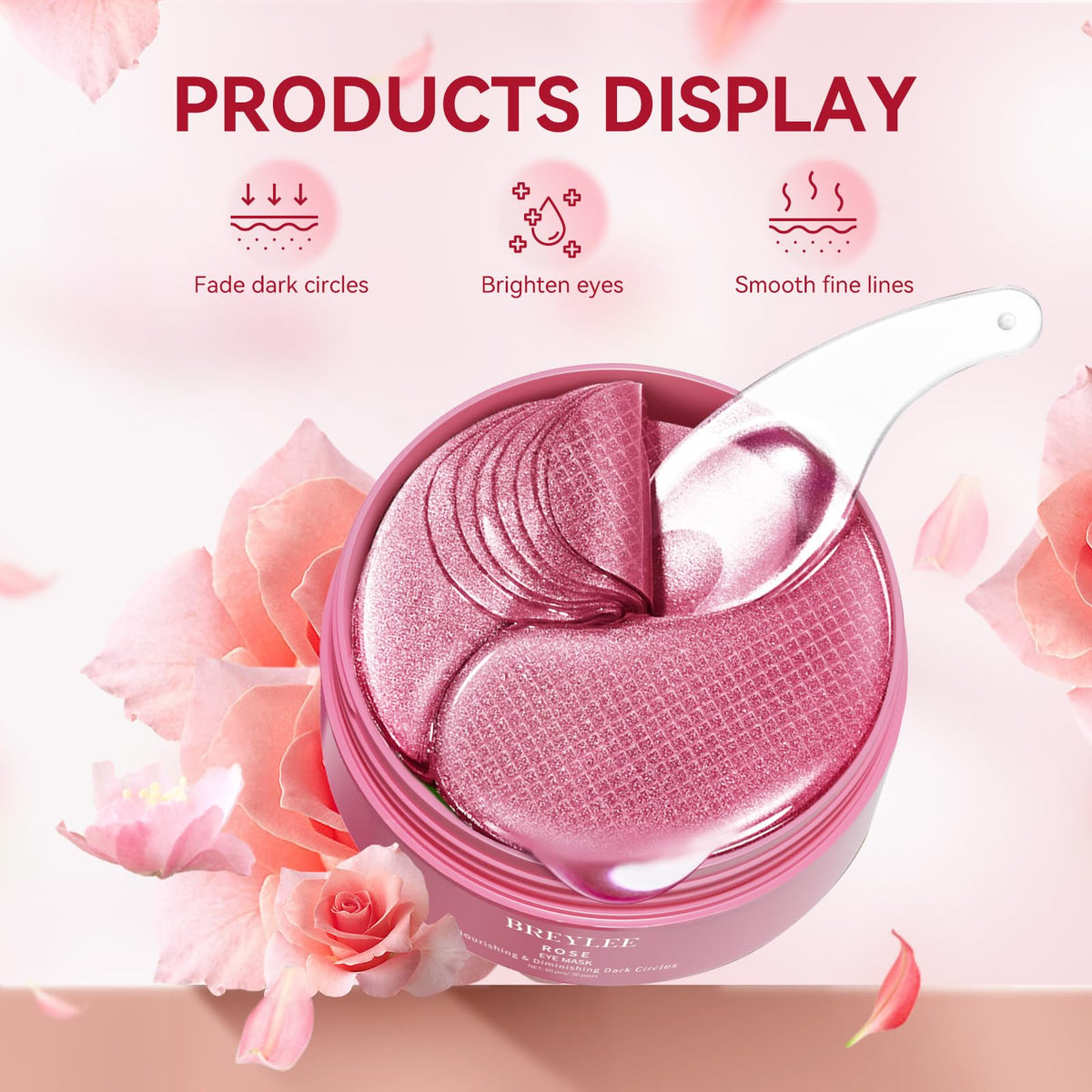 BREYLEE Rose Eye Patches hydration boost, lightweight moisture overnight.