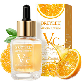 BREYLEE Vitamin C Serum bottle highlights brightening formula for all skin types