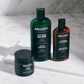 Brickell Men's Daily Advanced Face Care Routine II scrub texture beads, exfoliate softly for smoother skin