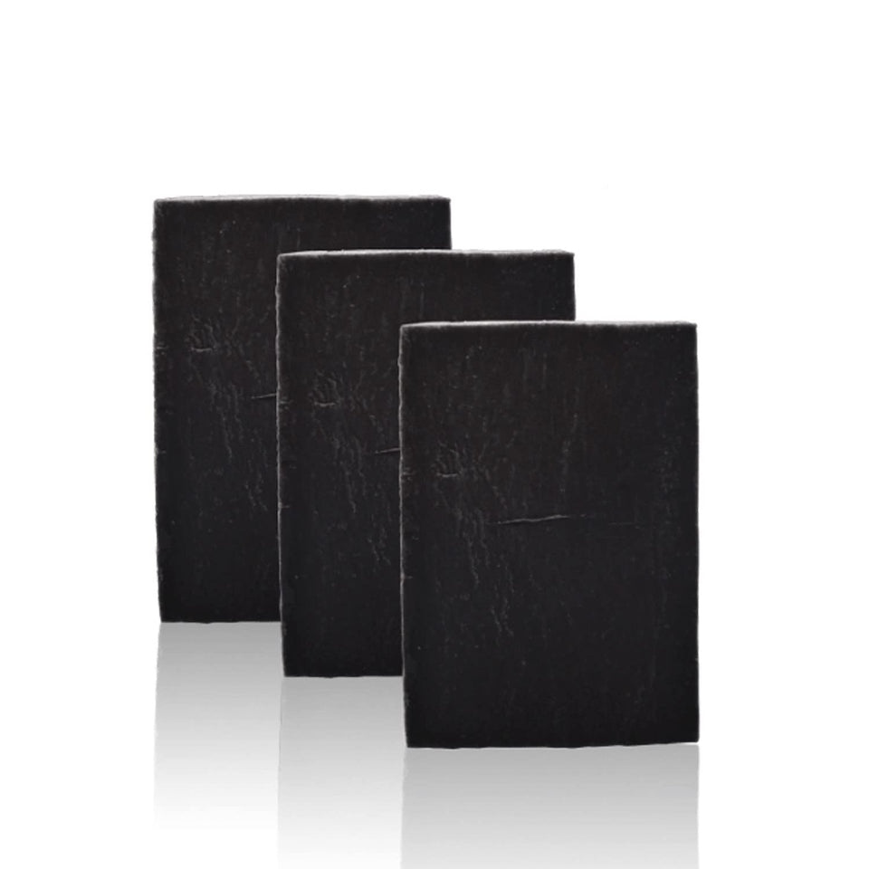 Brickell Men's Purifying Charcoal Soap Bar 3-pack on display for refreshed skin.