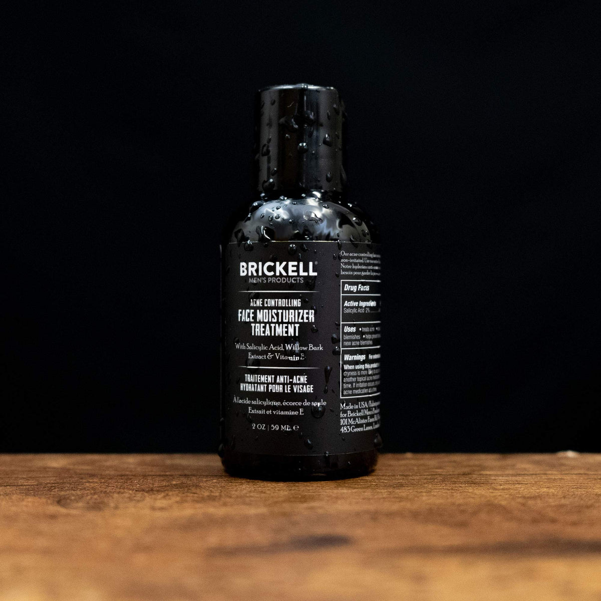 Brickell Men's Acne Moisturizer packaging front showcasing natural, organic ingredients.