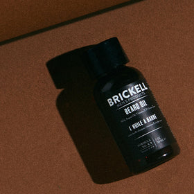Brickell Men's Beard Oil application demonstrating easy daily grooming.