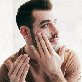 Aloe renewal imagery in Brickell Clarifying Gel Face Wash for balanced skin.