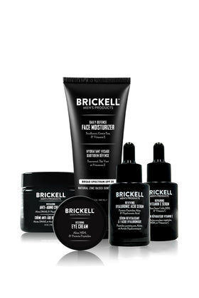 Brickell Men's Complete Defense Night Cream close-up showing texture and moisture delivery for aging skin