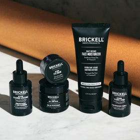 Brickell Men's Complete Defense SPF Moisturizer tube illustrating daily sun protection and hydration