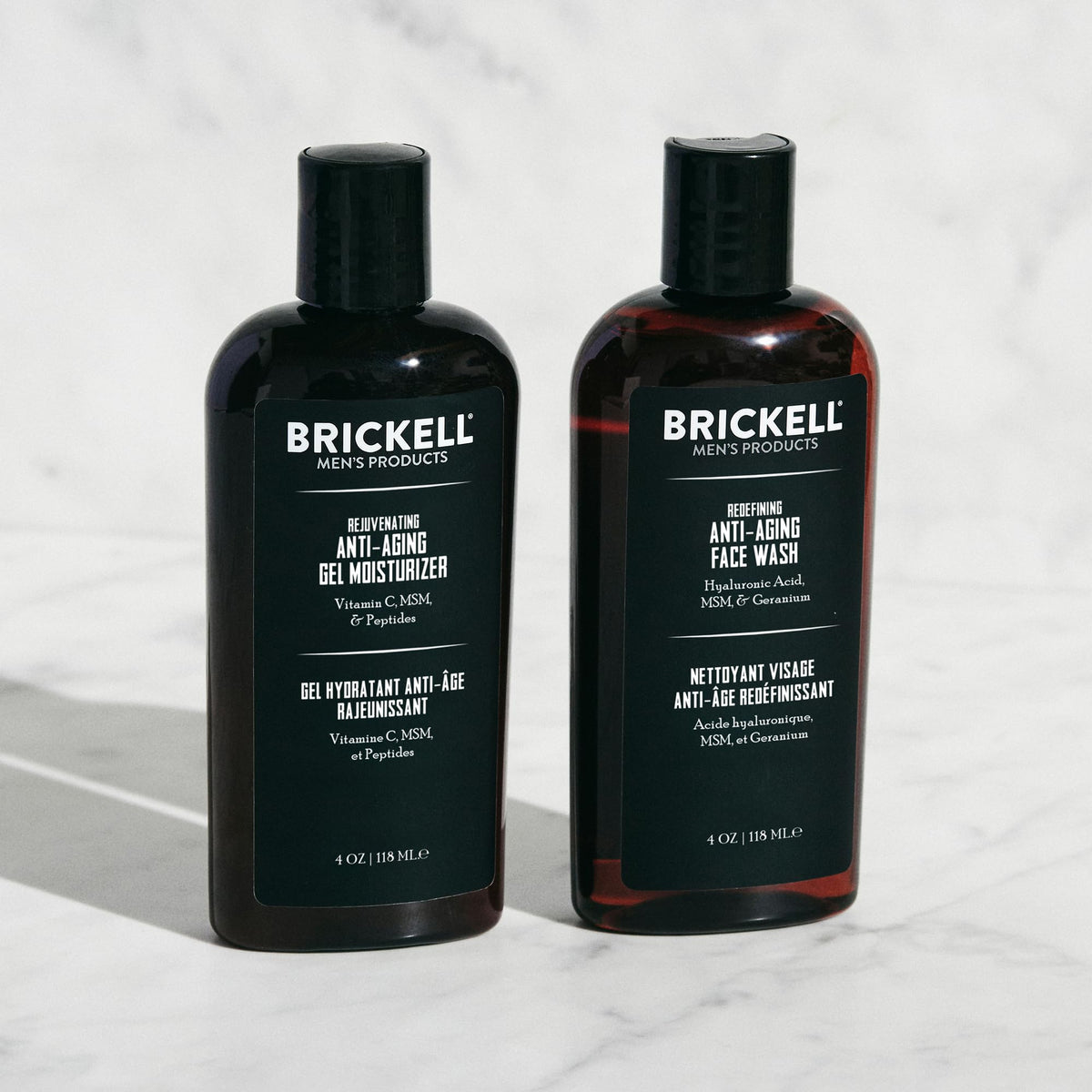 Brickell Men's Enhancing Gel Cleanser lather captured mid-foaming for a rich cleanse.