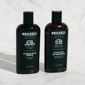 Brickell Men's Enhancing Gel Cleanser lather captured mid-foaming for a rich cleanse.
