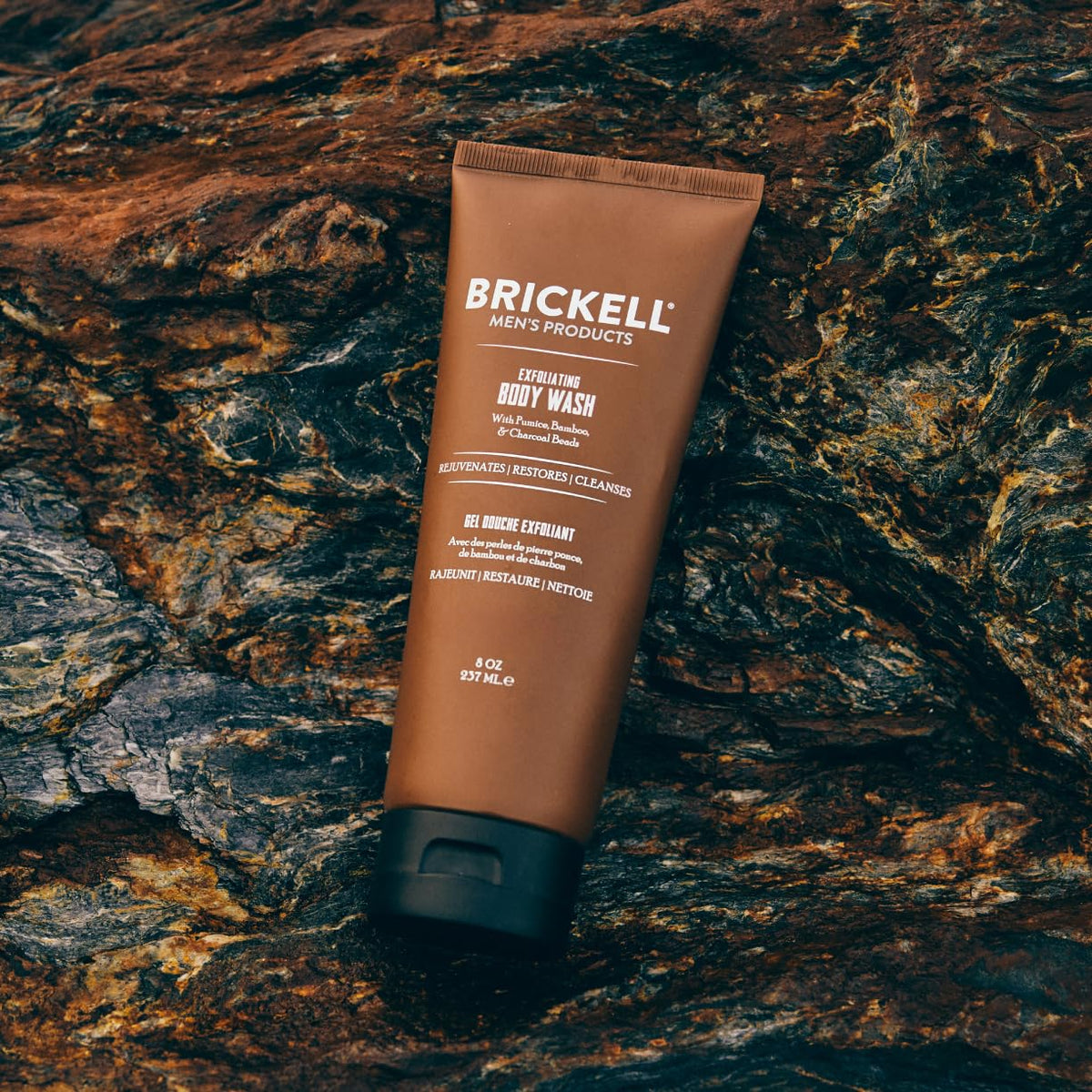 Packaging highlights natural ingredients and men's skincare focus