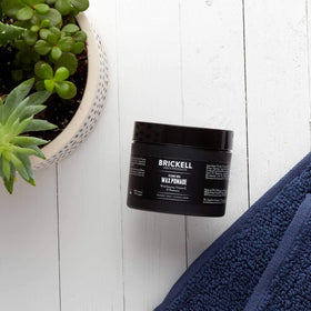 Brickell Men's Pomade before-after demonstrates flexible hold and natural finish.