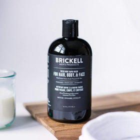 Brickell Men's Rapid Wash 3-in-1 Fresh Mint Lather cleanses hair, body, and face.