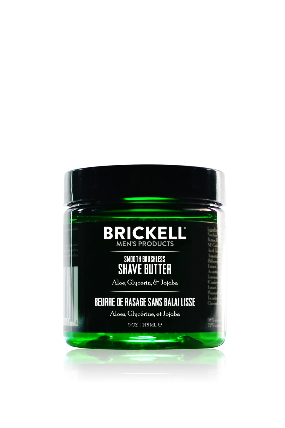 Brickell Men's Smooth Shave Butter bottle with closest-glide texture for nicks-free shaving