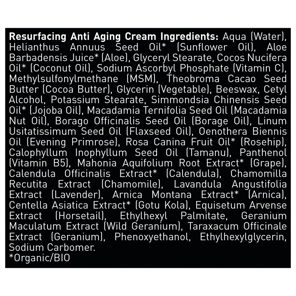 Brickell Men's vitamin C hyaluronic acid ingredients label emphasizes active antioxidants.