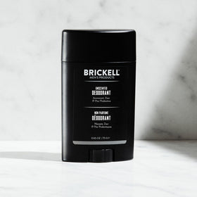 Brickell Natural Deodorant application underarms demonstrates smooth, long-lasting freshness.
