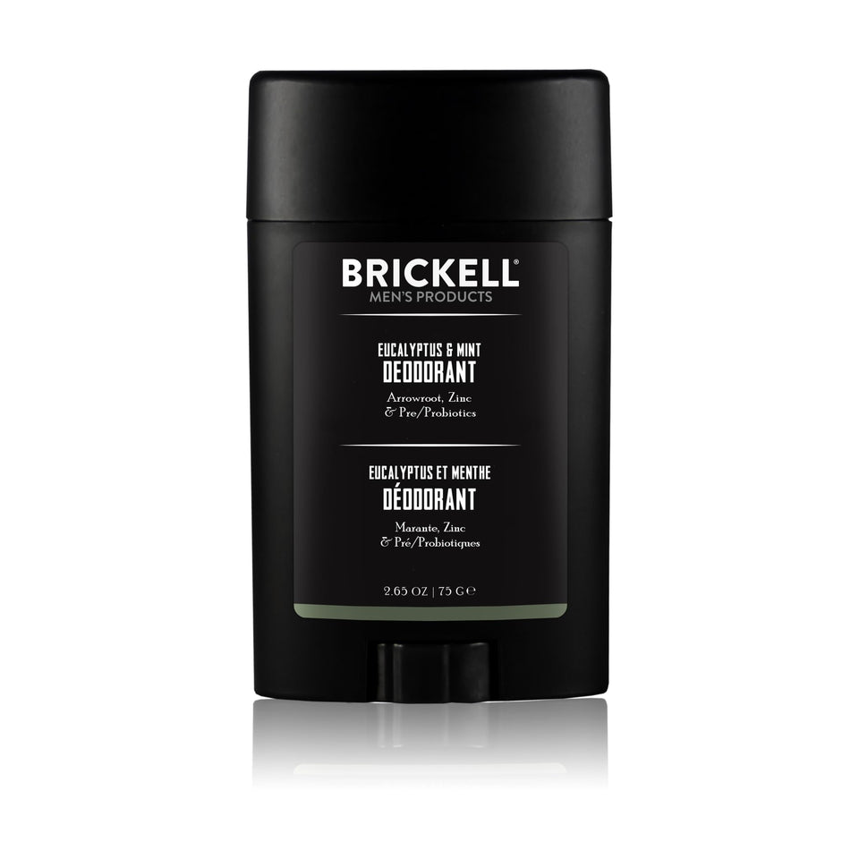 Brickell natural deodorant bottle with eucalyptus and mint for all-day freshness