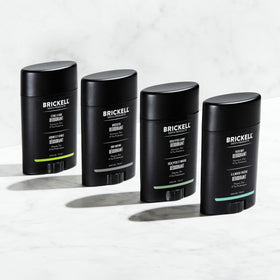 Brickell deodorant packaging shows aluminum-free formula and organic ingredients