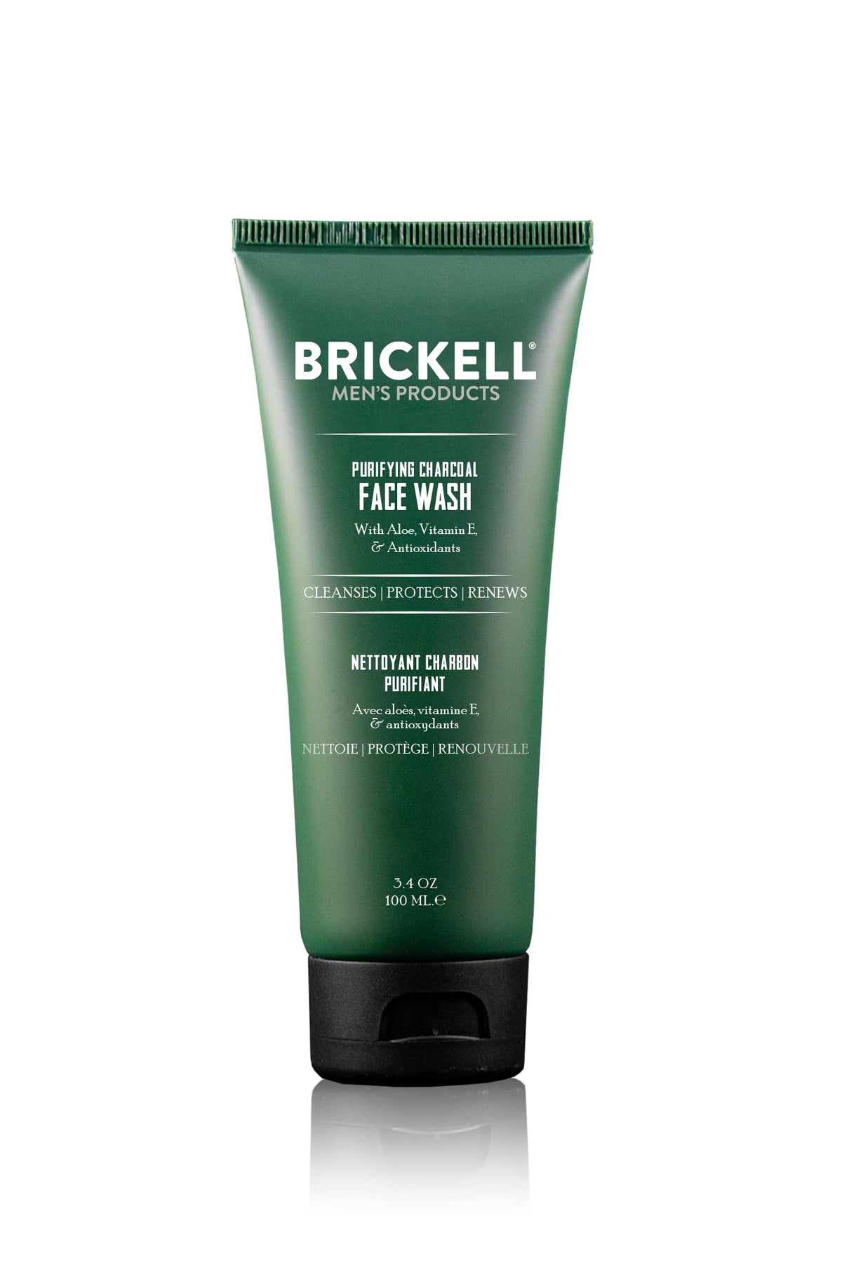 Brickell Purifying Charcoal Face Wash bottle for daily use and refreshed skin.