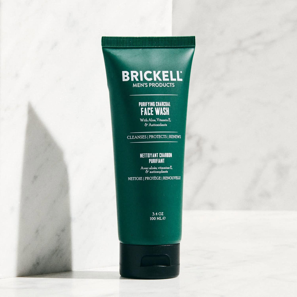 Foam lather from Brickell Purifying Charcoal Face Wash for a deep-clean feel.