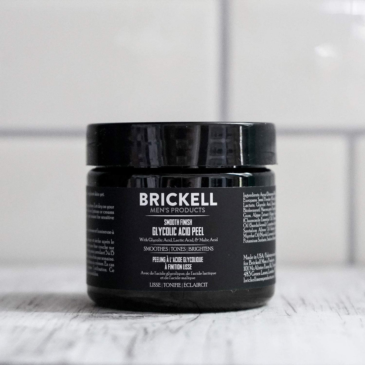 Brickell Smooth Finish Glycolic Peel application shows easy at-home use.