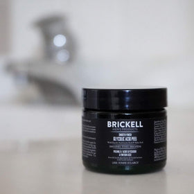 Brickell Smooth Finish Glycolic Peel texture close-up highlights gentle peeling.