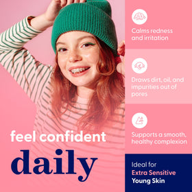 Teen applying Bright Girl Calm+Bright mask for a quick calming ritual