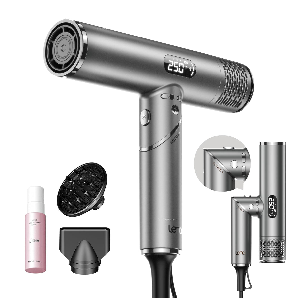 Brighterwithlena foldable hair dryer showing compact design for easy storage and travel.