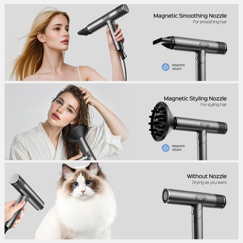 Brighterwithlena 12-settings control for customized drying across hair types.